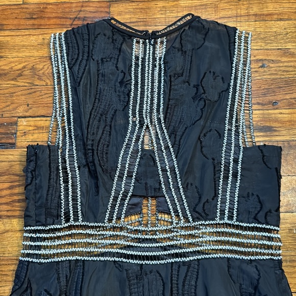 ALEXIS Rajani Black Sheer Details White Contrast Stitching Textured Mini Dress S - Picture 15 of 16